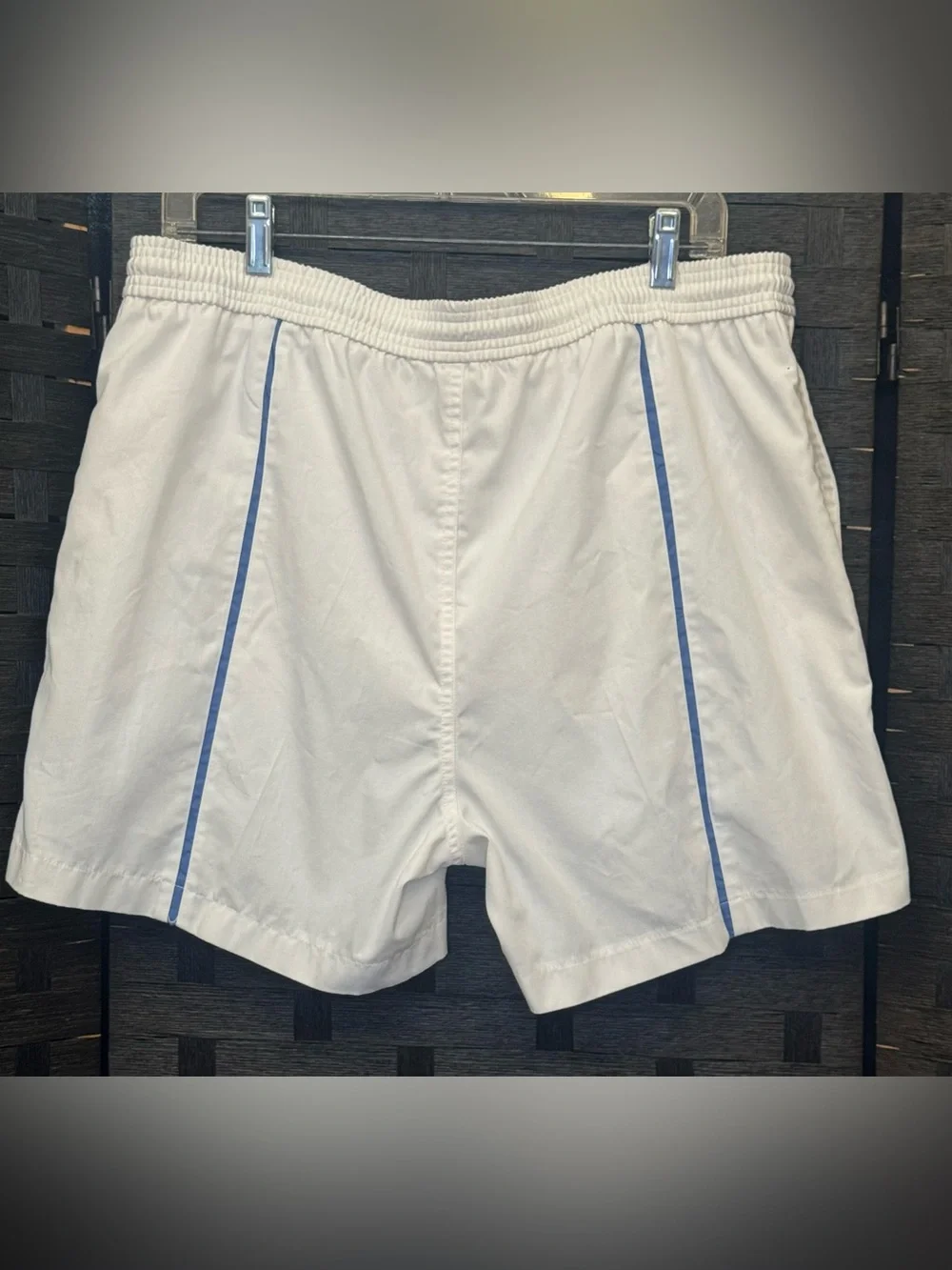 Vintage Men’s Pierre Cardin White Shorts with Navy Logo